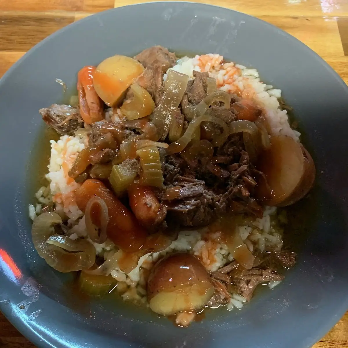 Pot Roast over Mashed Potatoes