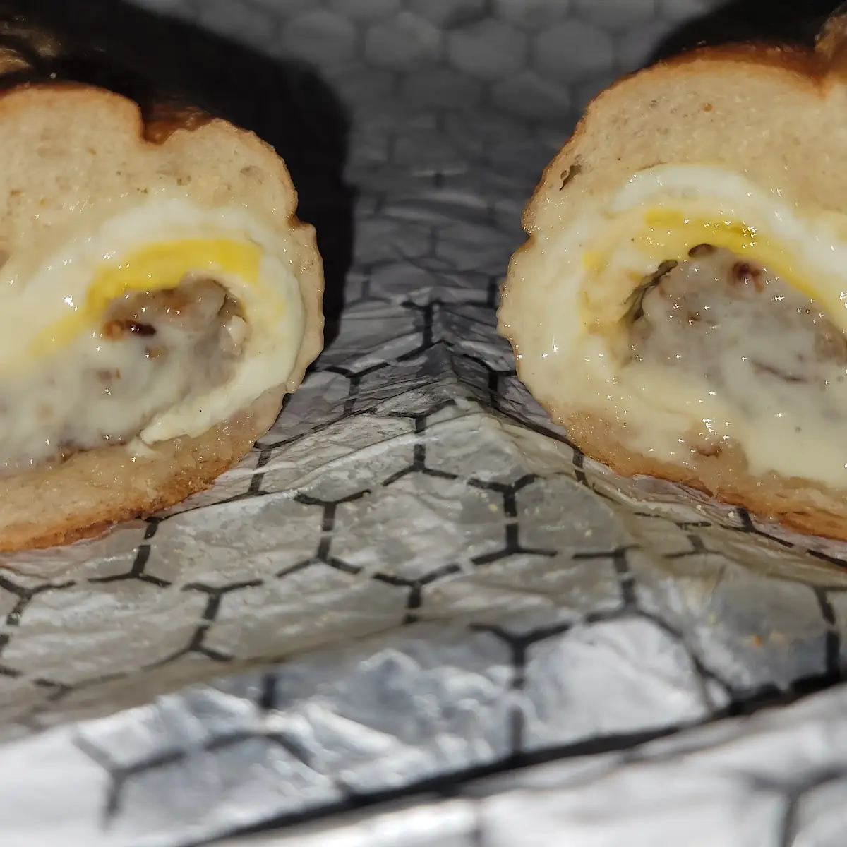 Sausage Egg and Cheese on Long Roll