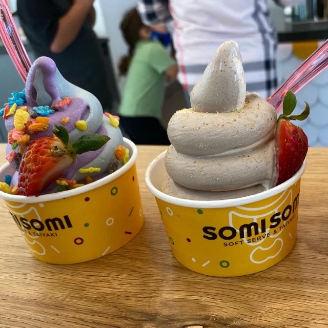 Peach Soft Serve with Rainbow Sprinkles