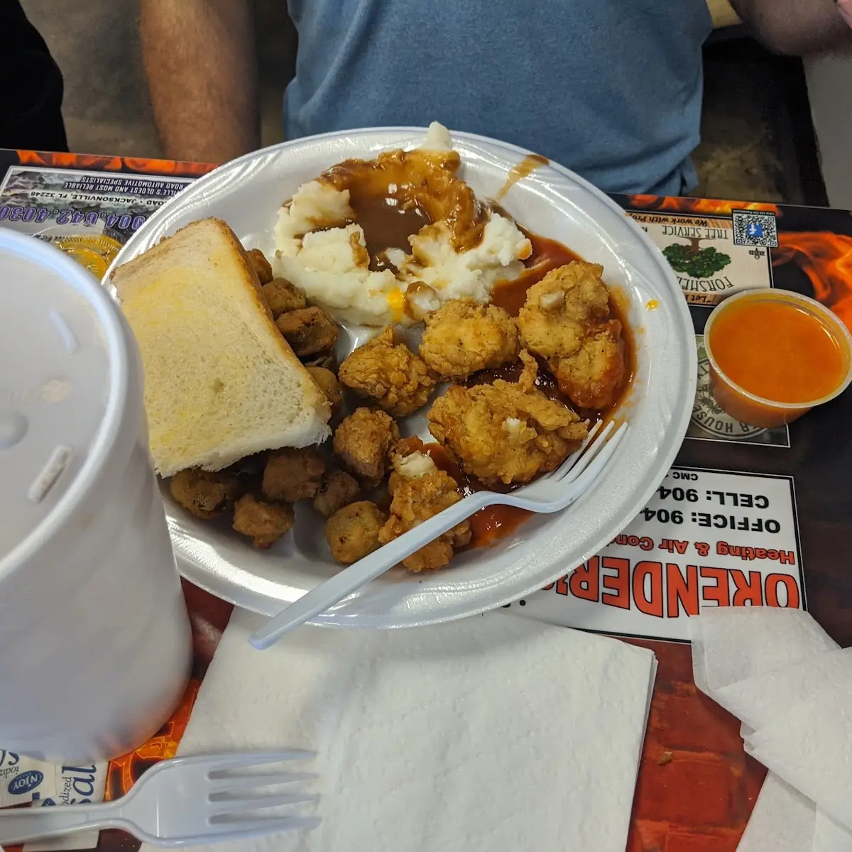 Fried Okra and Mashed Potatoes