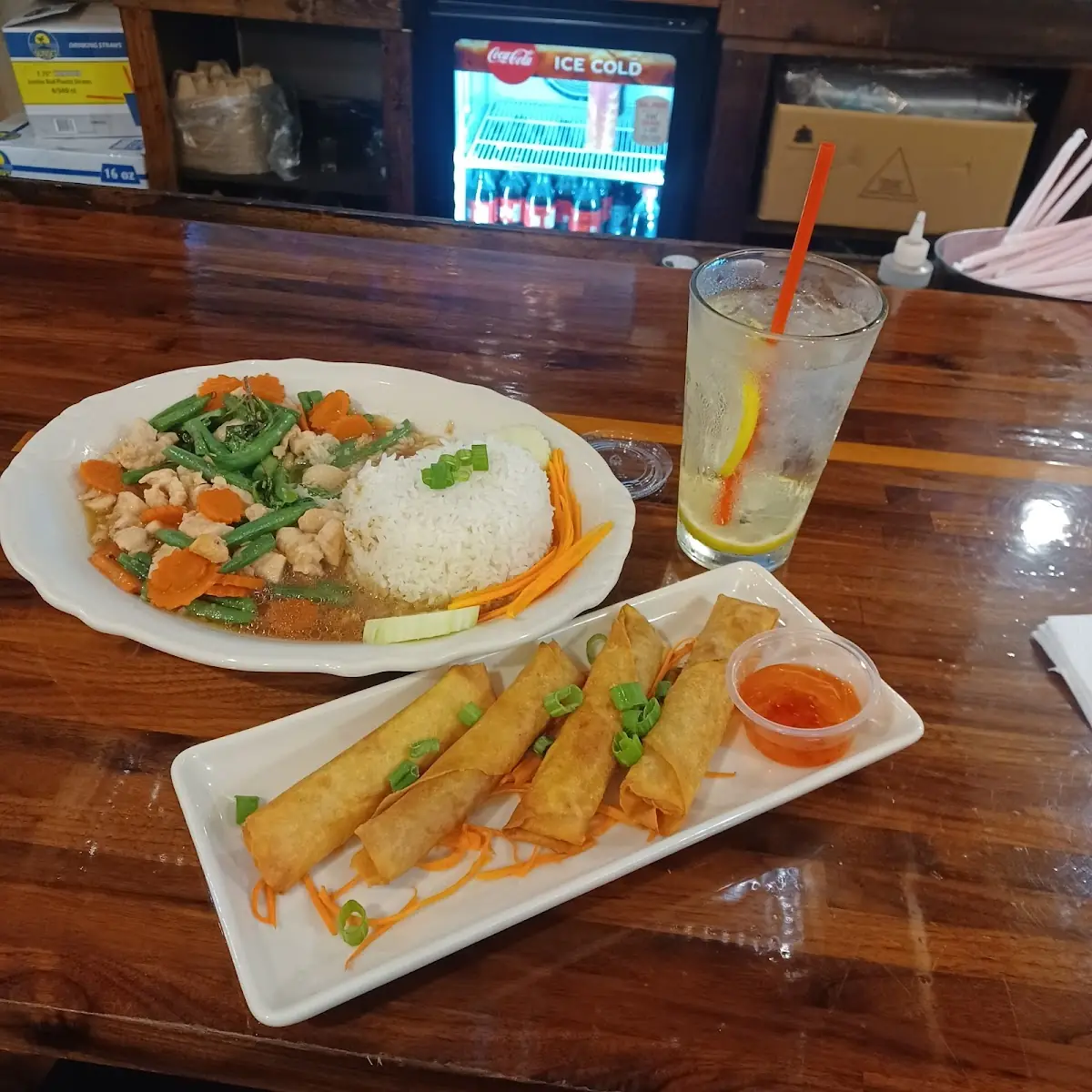 Basil Stir Fry and Spring Rolls