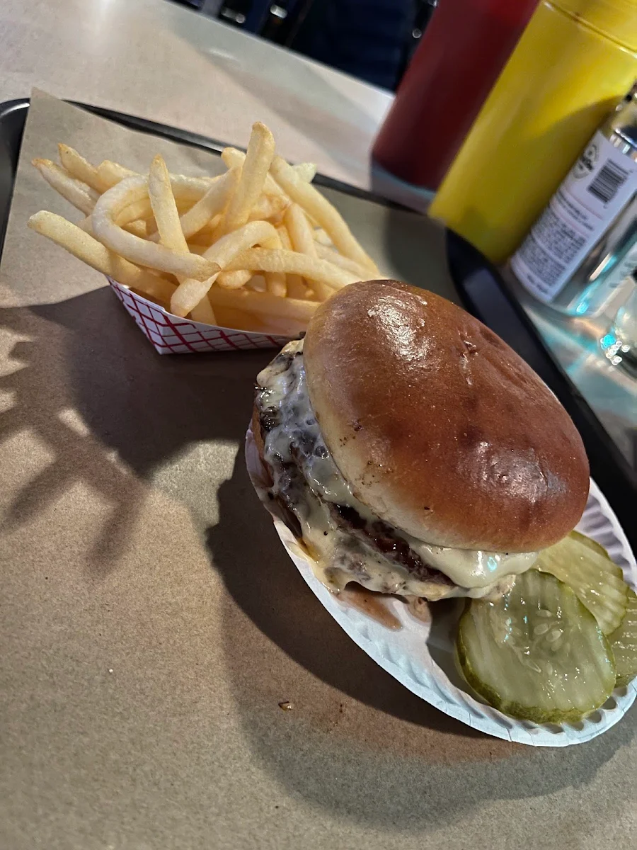 Double Swiss Burger and Fries