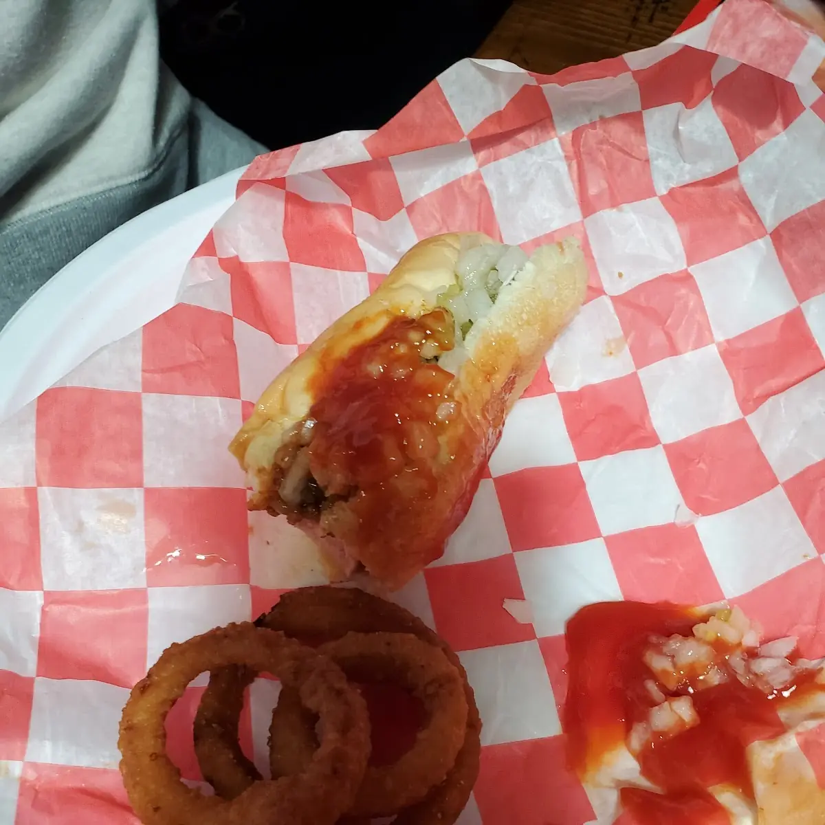 Coney Dog and Onion Rings