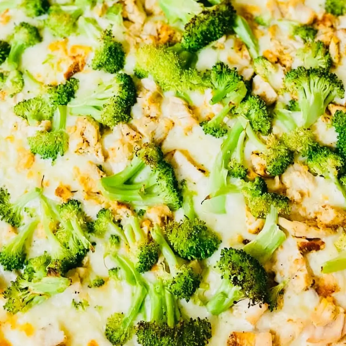 Broccoli Chicken Alfredo Pizza