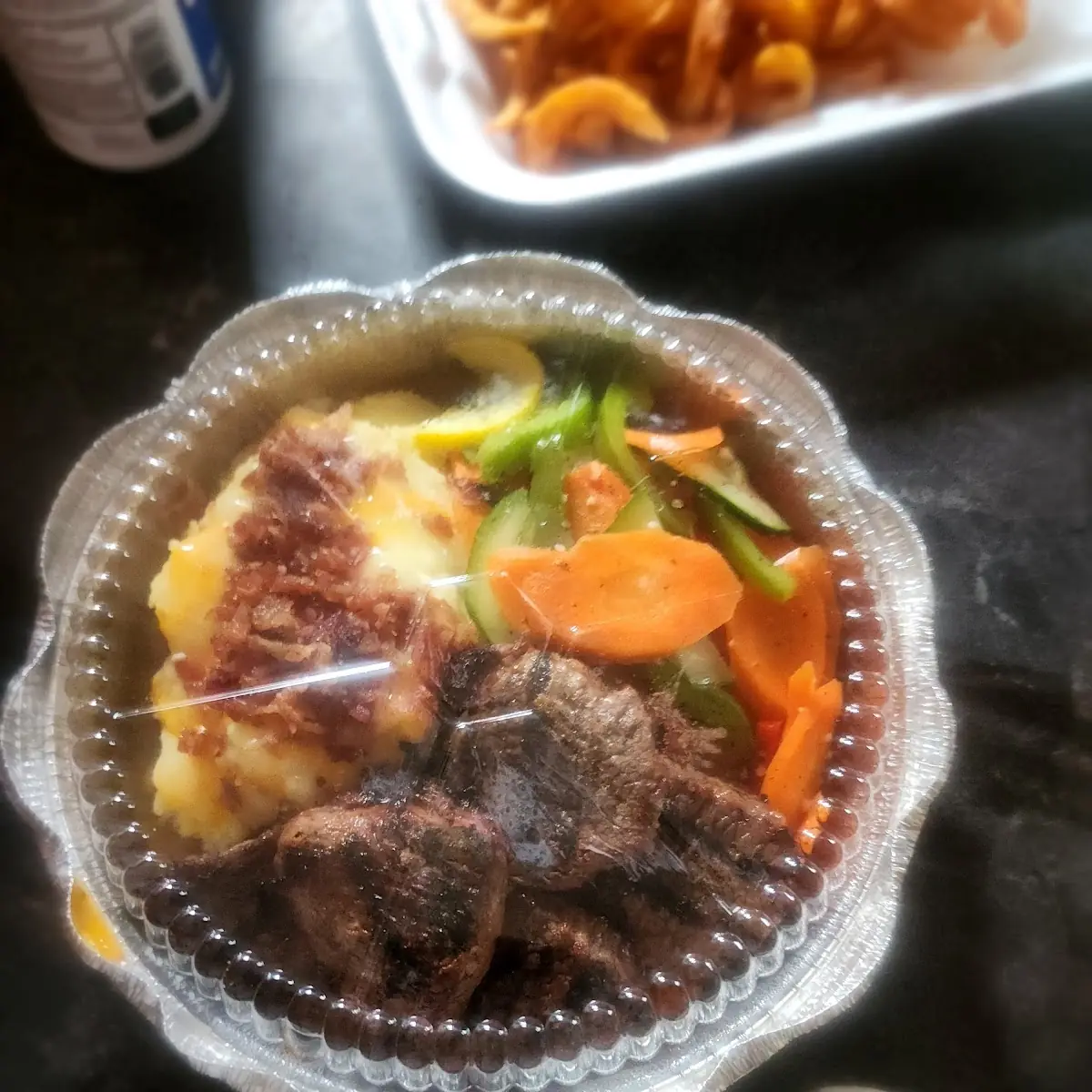 Steak Tips with Loaded Mashed Potatoes