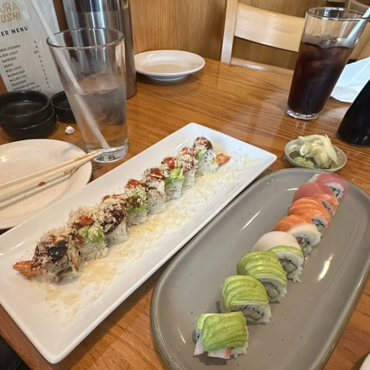 Rainbow Roll and Tempura Shrimp Roll