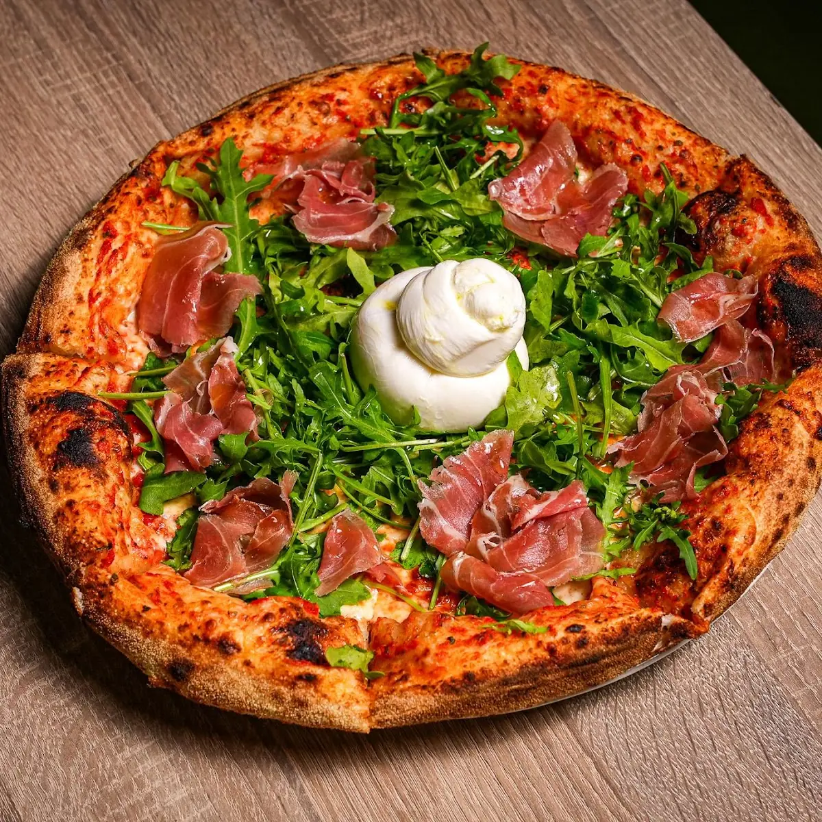 Burrata and Prosciutto Pizza