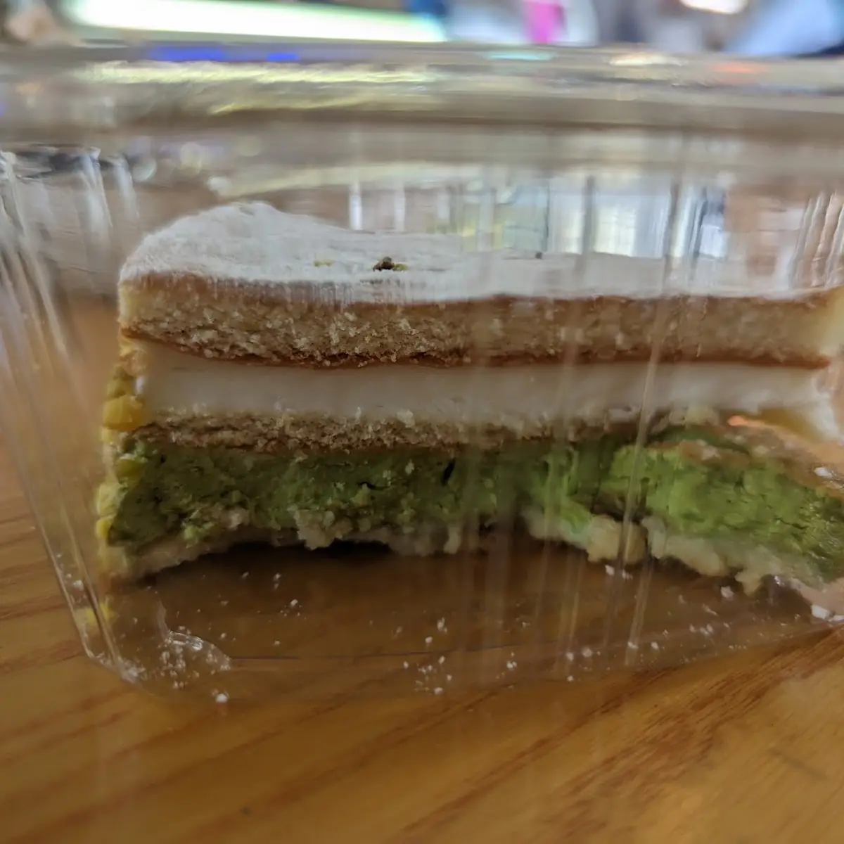 Pistachio Ricotta Cake Slice