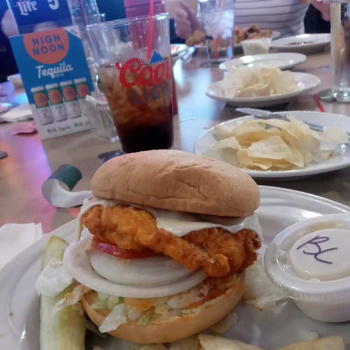Crispy Buffalo Chicken Sandwich and Chips