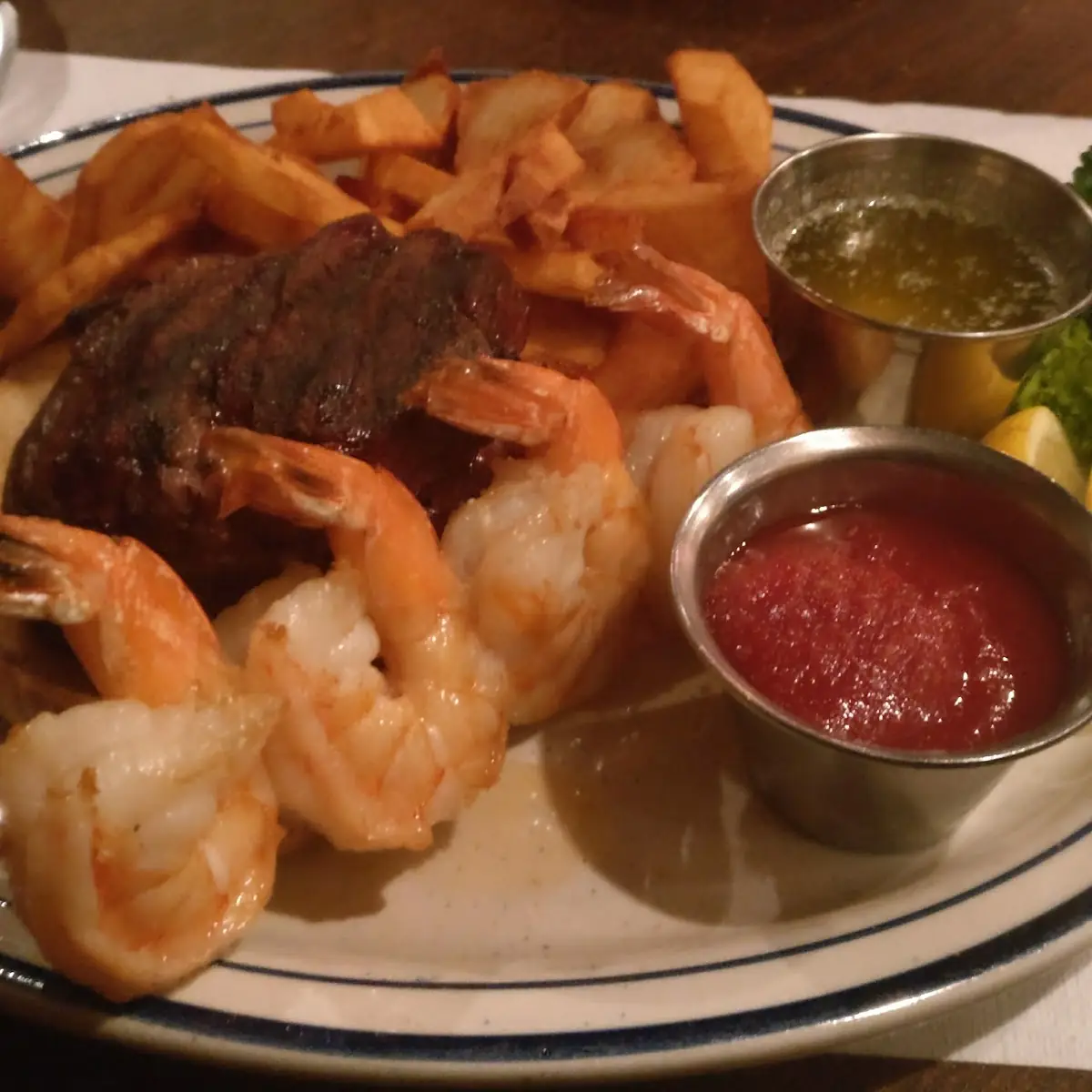 Filet Mignon & 3 Beer Battered Shrimp