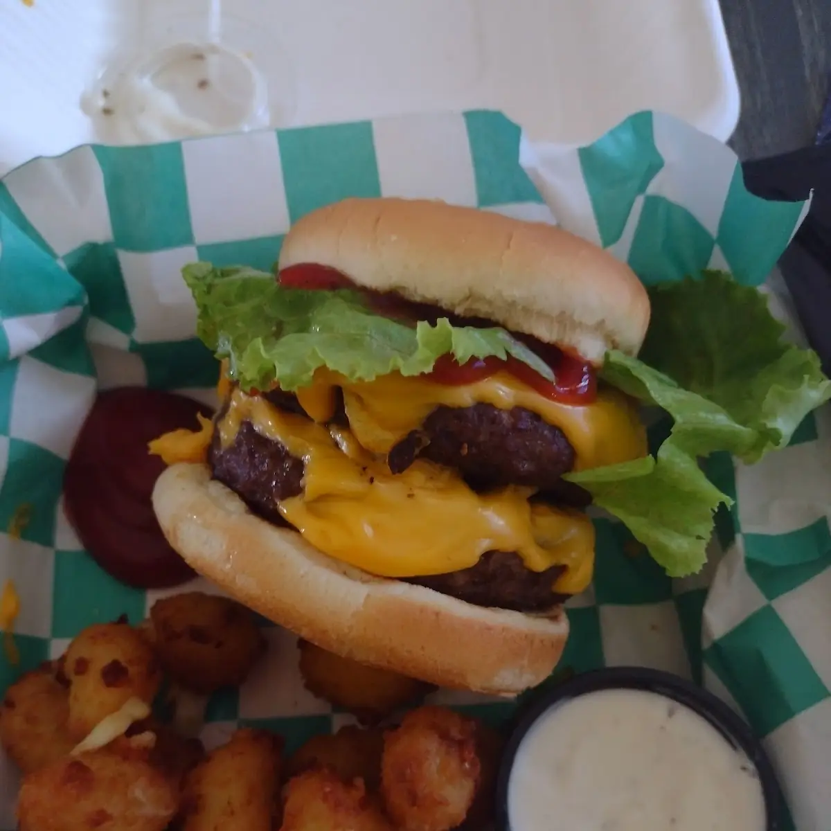 Double Cheese Burger and Cheese Curds
