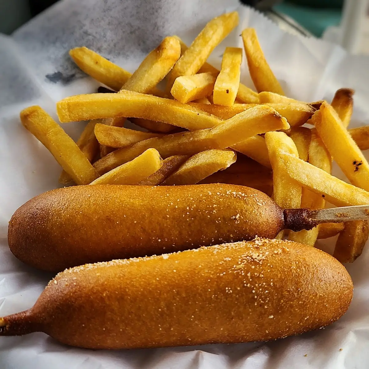 Corn Dog and Fries