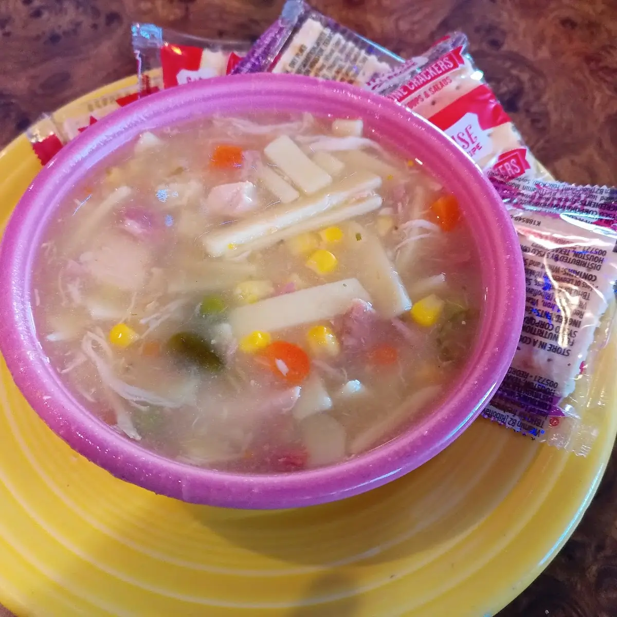 Chicken Soup with Crackers