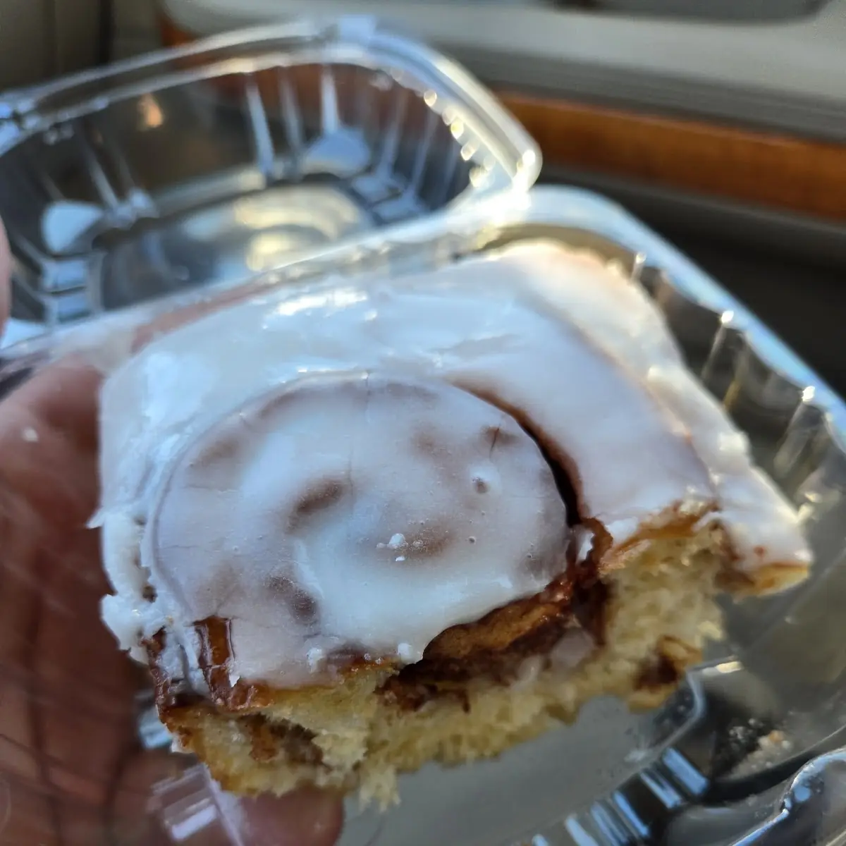 Glazed Cinnamon Roll in Container