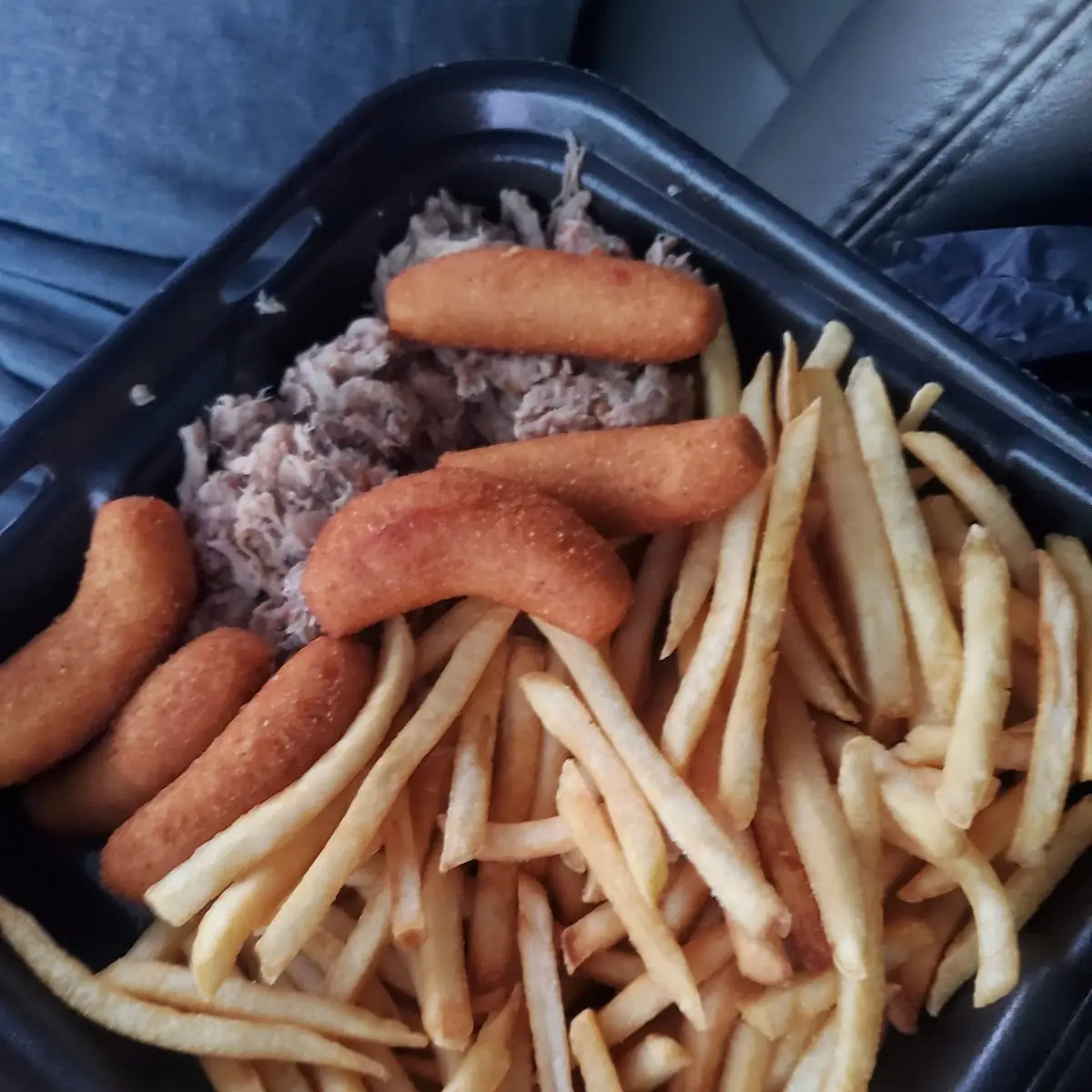 Pulled Pork with Double Fries & Hush Puppies