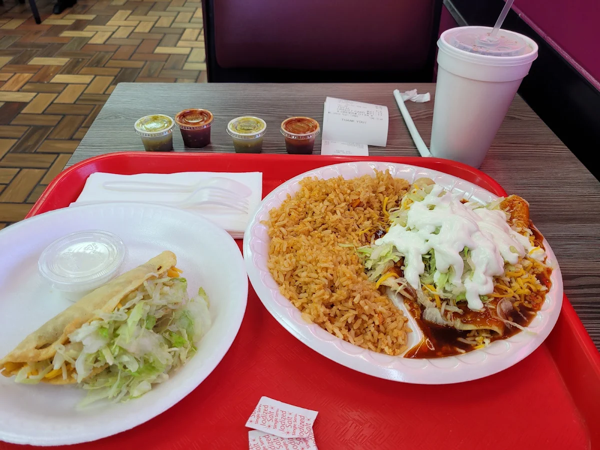 Crispy Beef Taco and Enchilada Plate