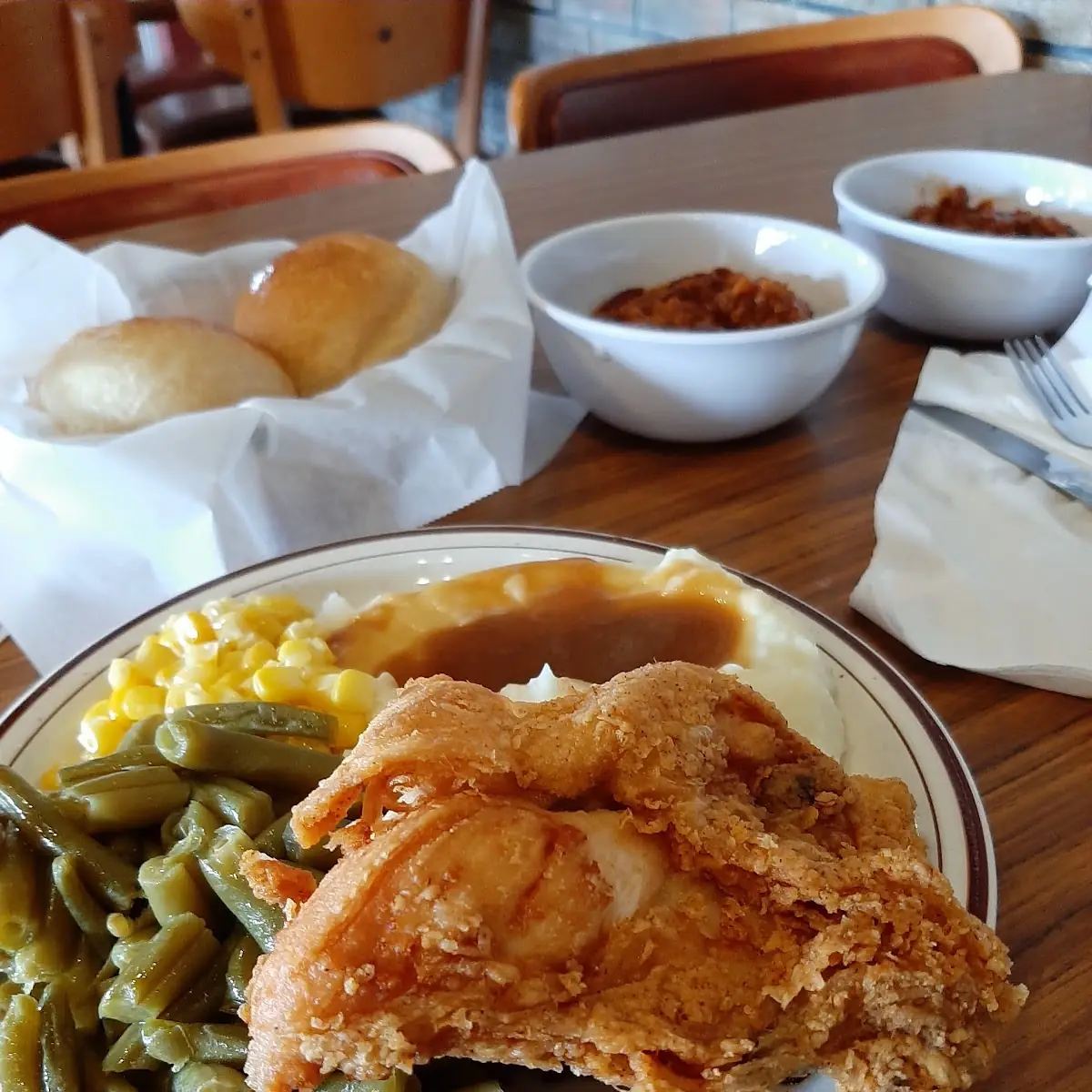 Buffet with Fried Chicken and Ribs