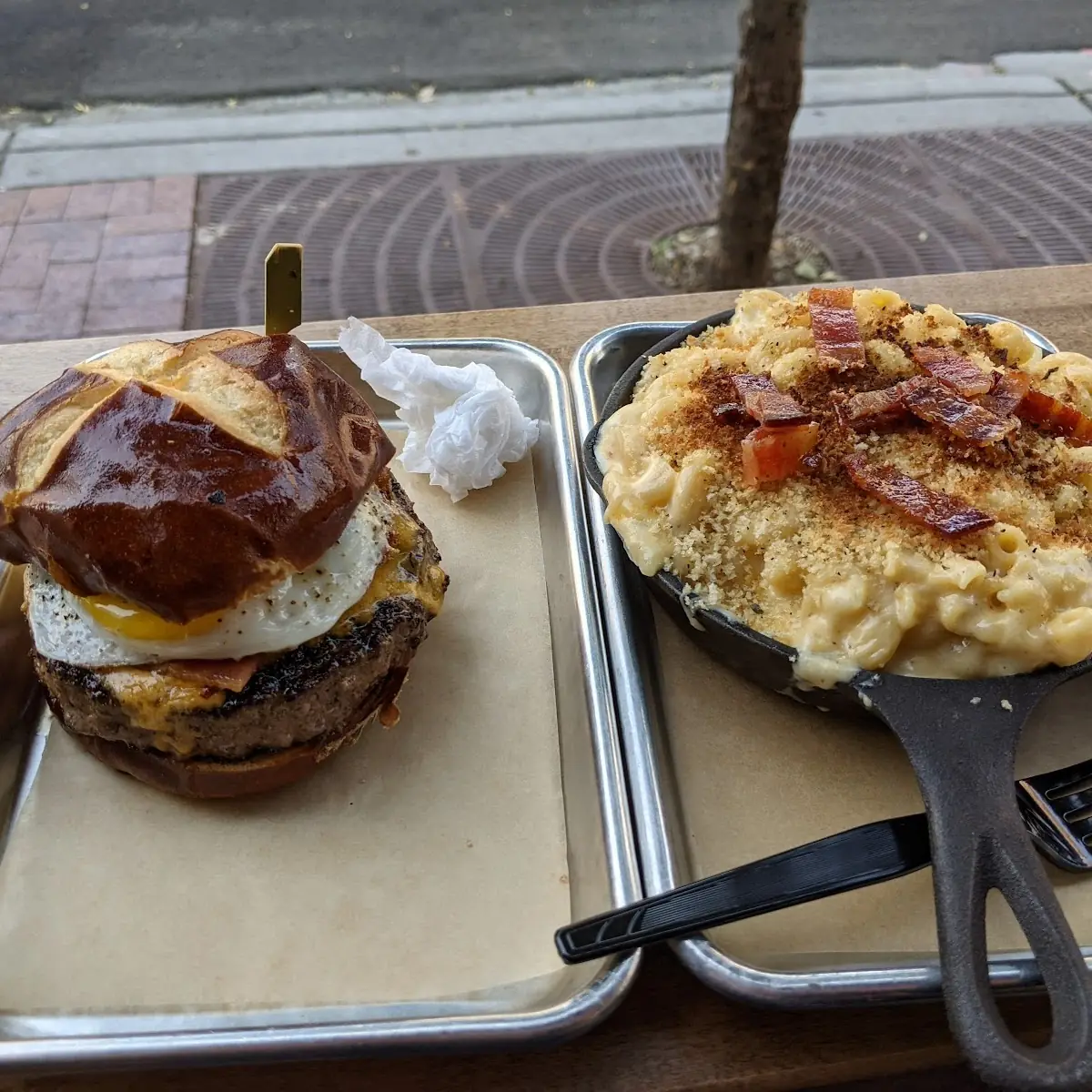 The Hangover Burger and Ultimate Mac and Cheese