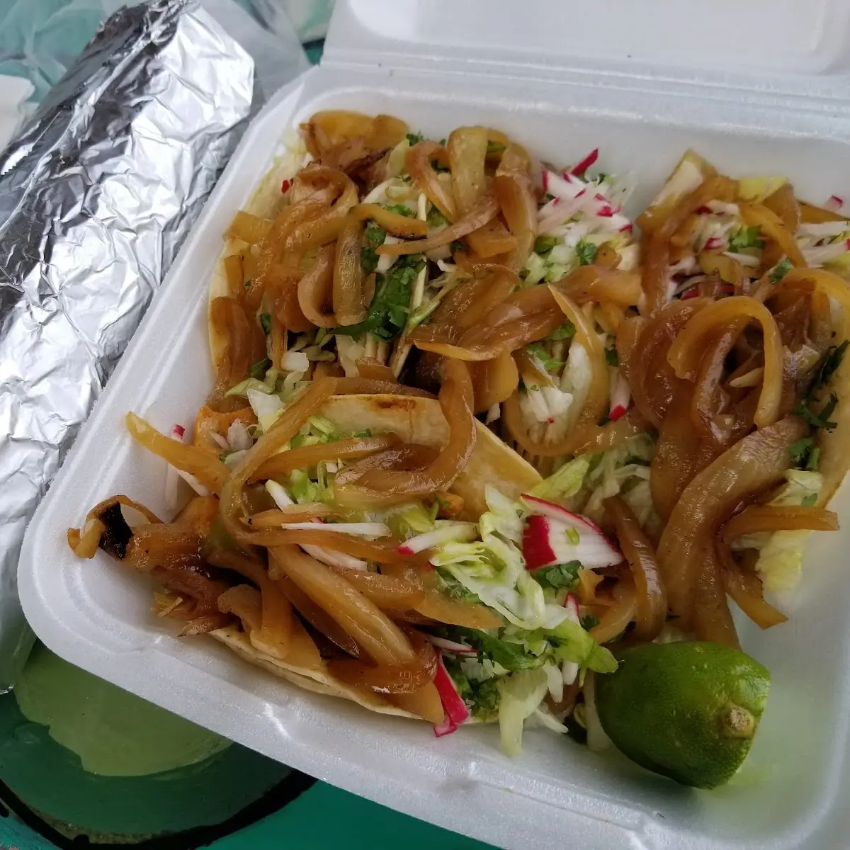 Carne and Chicken Tacos with Chicken Burrito