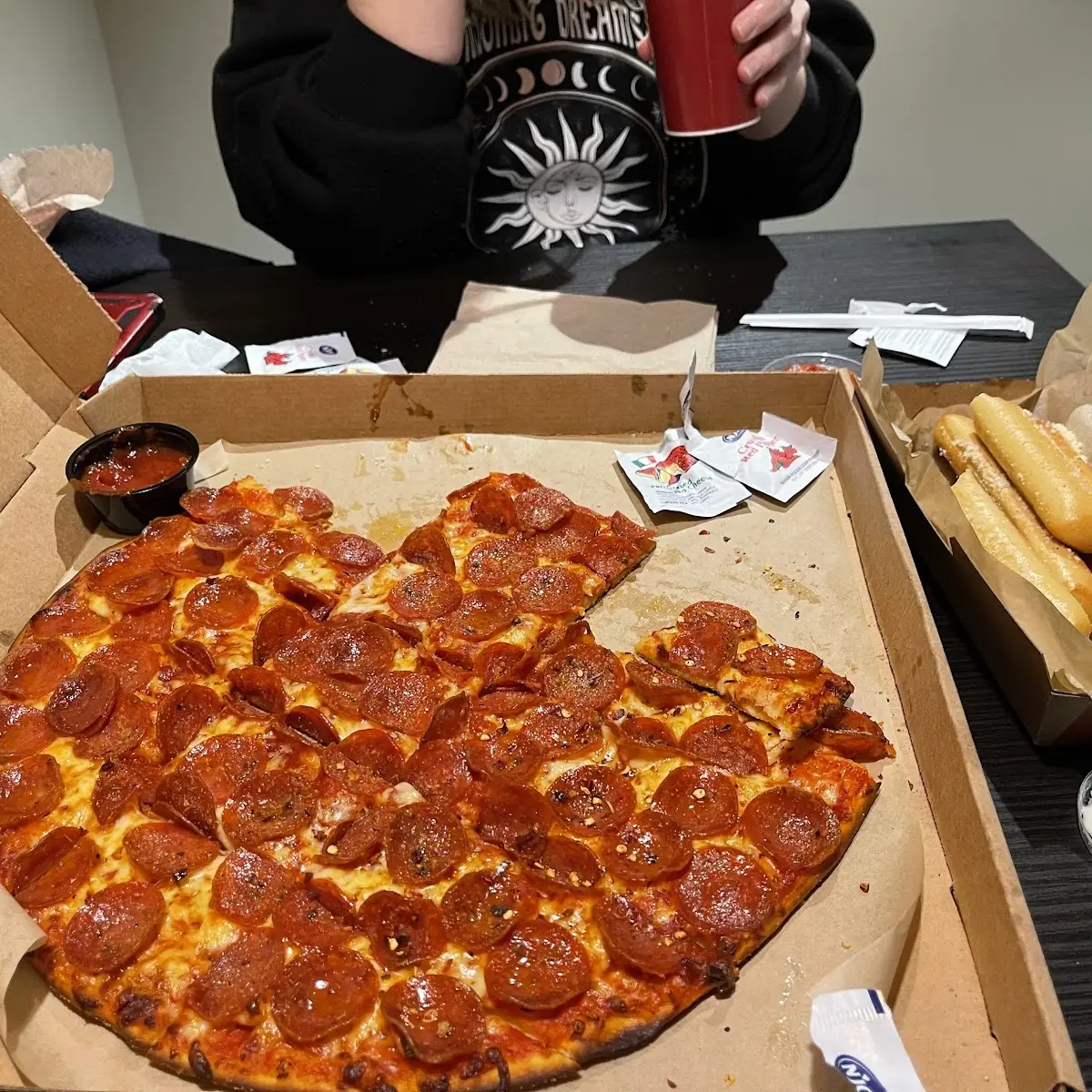 Famous Thin Crust Pepperoni Pizza