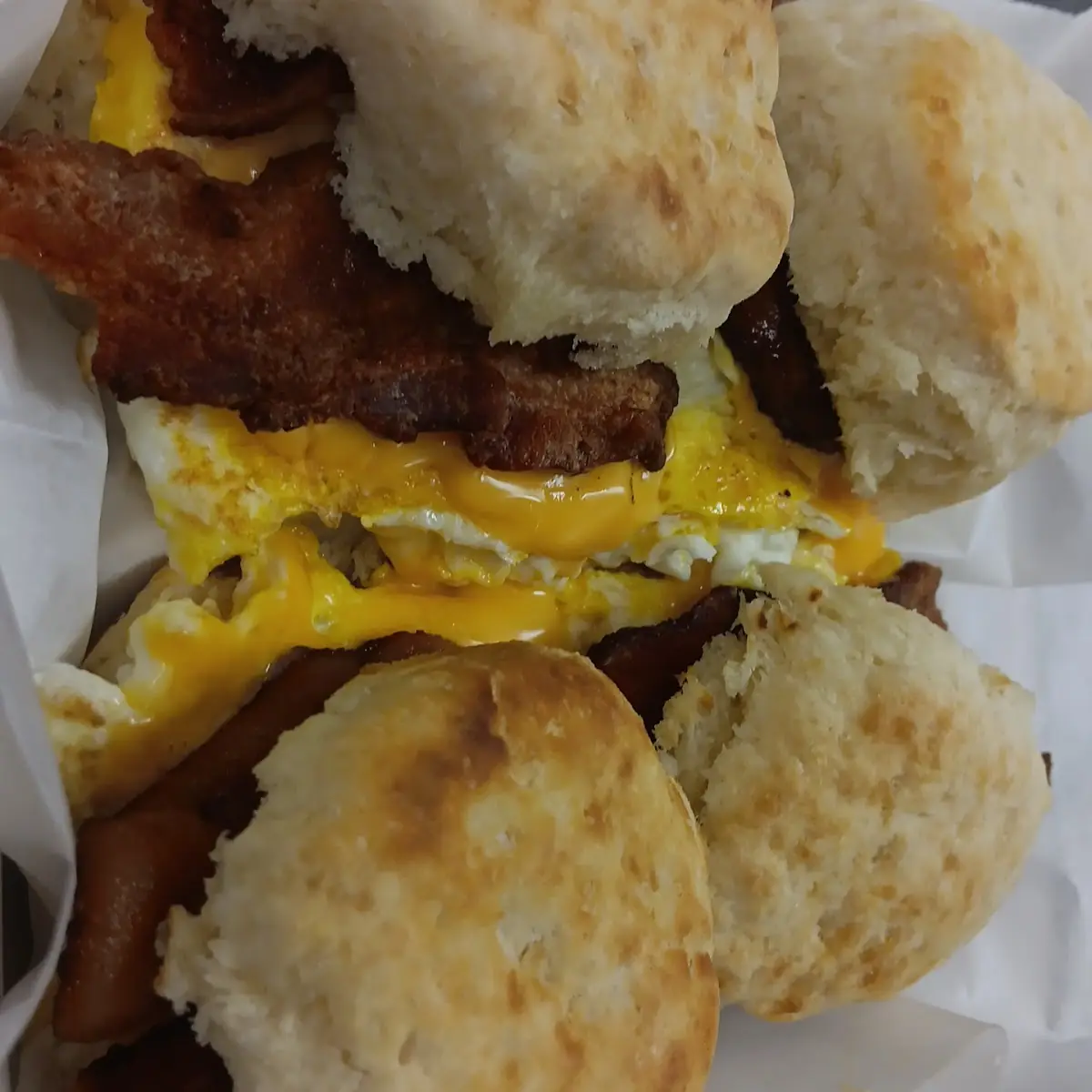Bacon or Sausage Egg & Cheese Biscuits