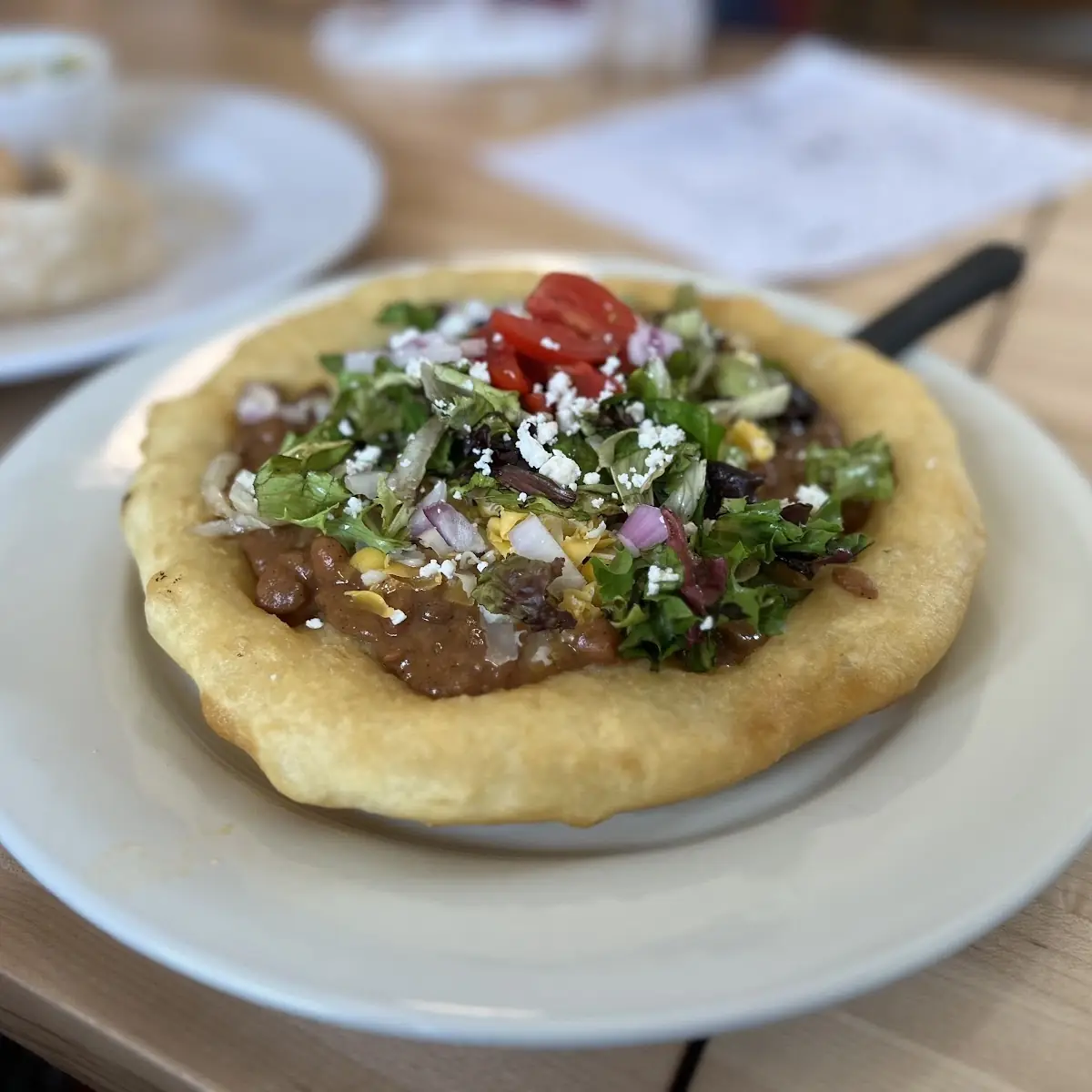 Navajo Taco with Refried Beans