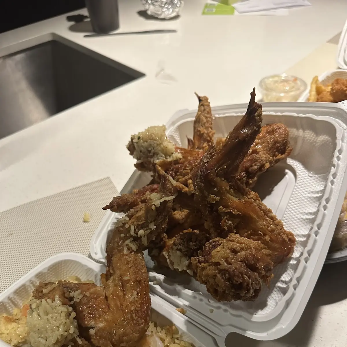 Wings with Fried Rice with Mumbo Sauce
