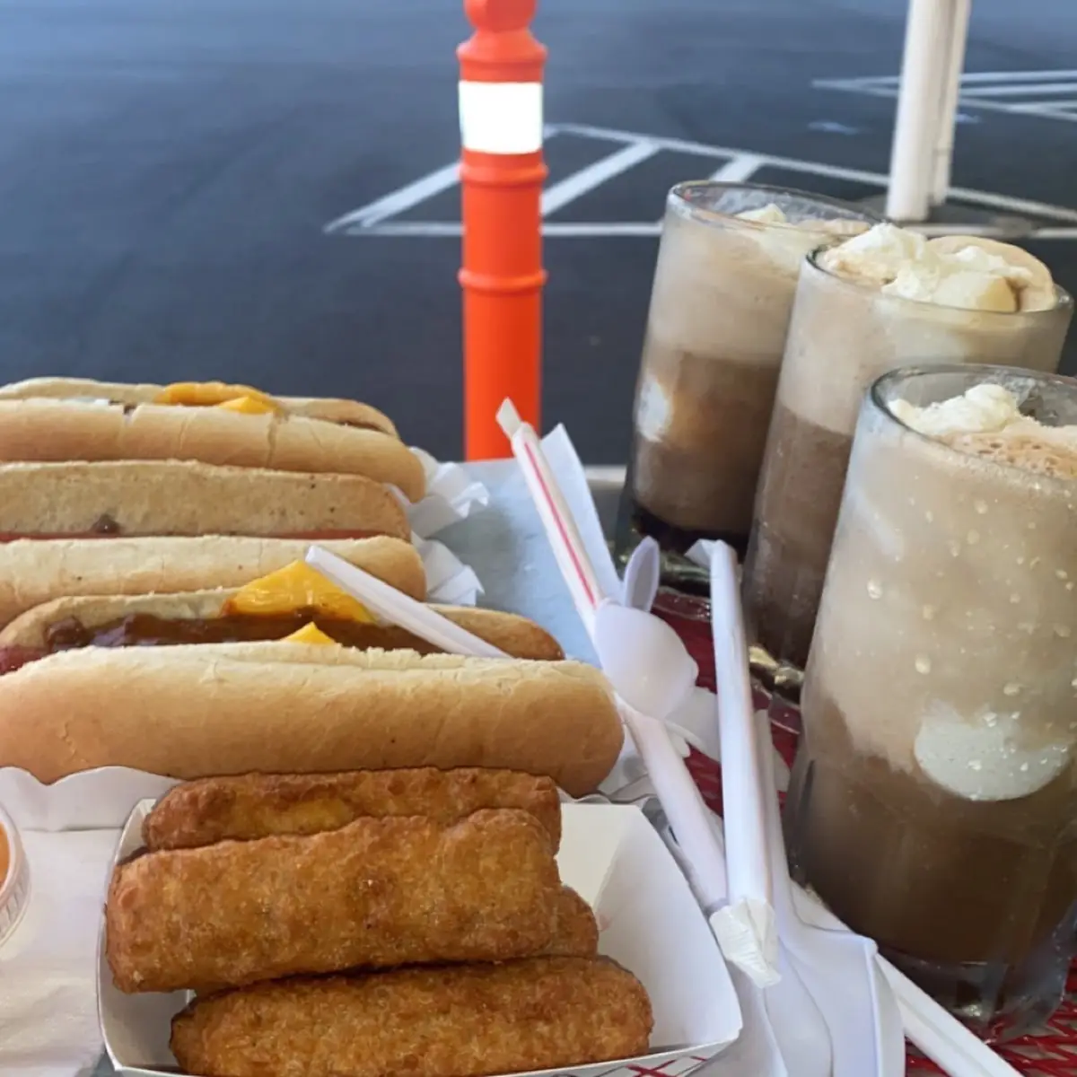 Chilli Dogs Mozzarella Cheese Sticks Root Beer Float