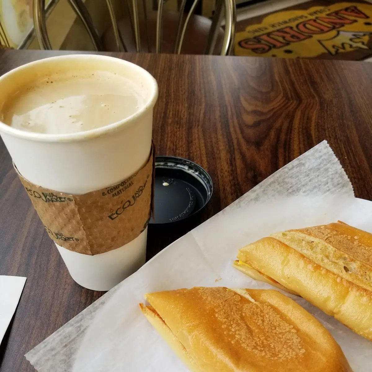 Breakfast Sandwich and Cafe Con Leche