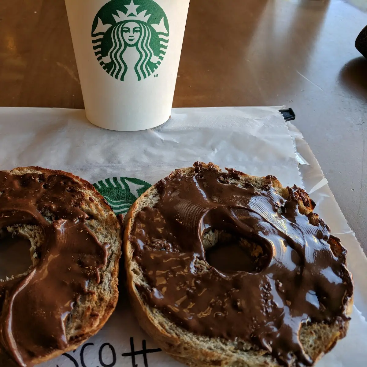 Bagel with Chocolate Hazelnut Butter