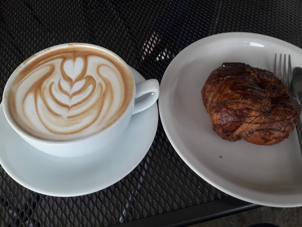 White Chocolate Mocha & Chocolate Croissant