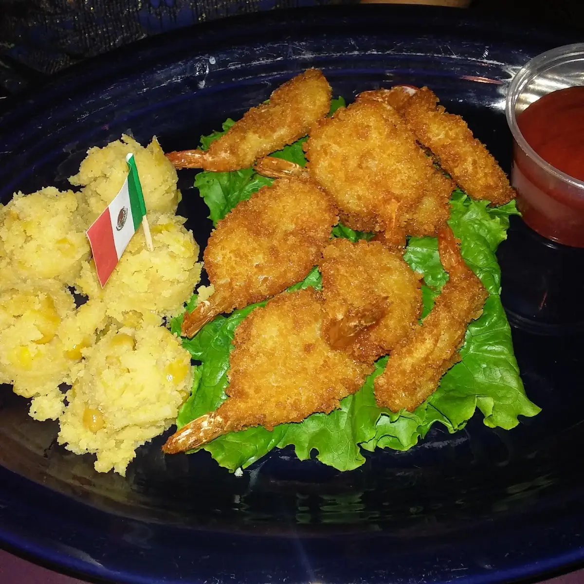 Fried Shrimp and Corn Pudding