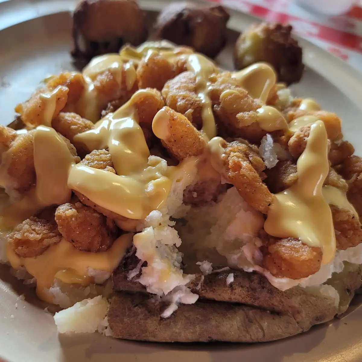 Popcorn Shrimp Platter with Baked Potato
