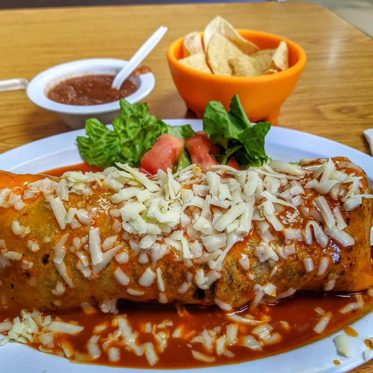 Antojitos Burrito with Their Red Enchilada Sauce