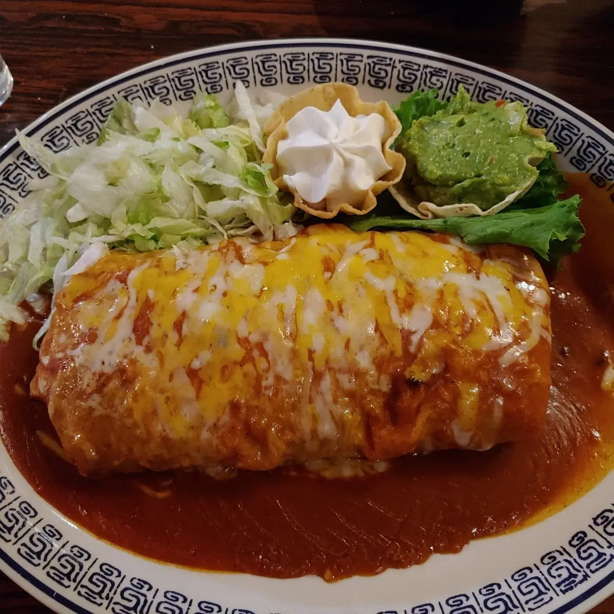 Anniversary Special Crispy Beef Taco Cheese Enchilada with Refried Beans and Mexican Rice Plate