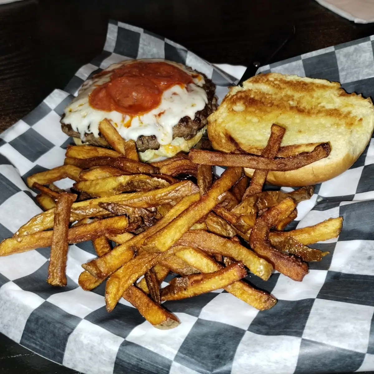 Pizza Burger and Fries