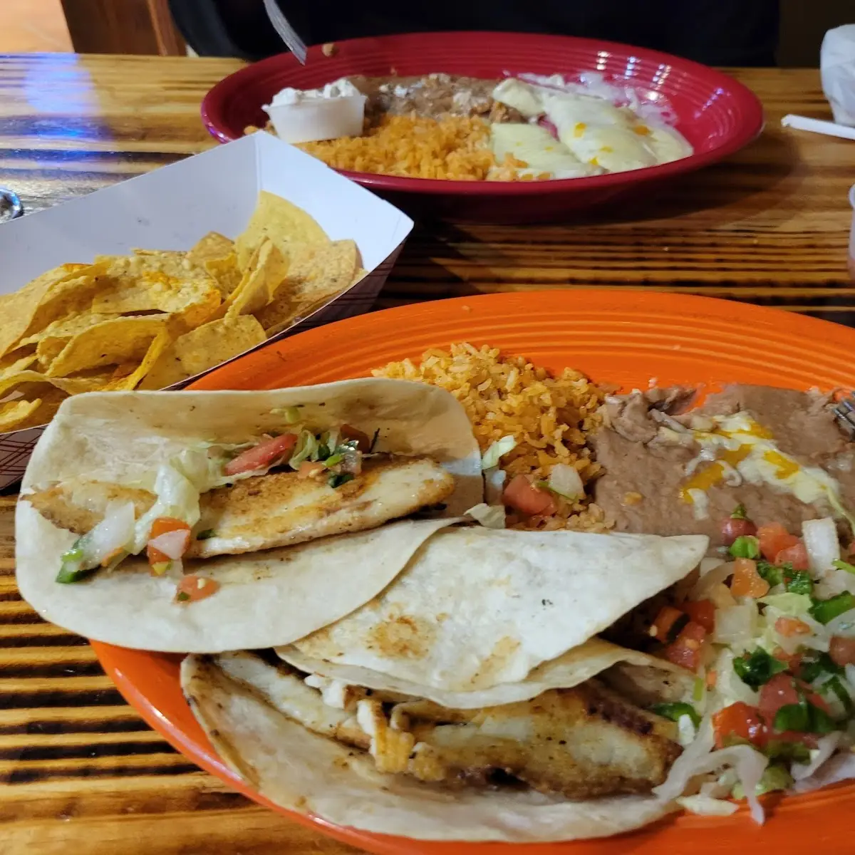 Fish Tacos Rice an Beans