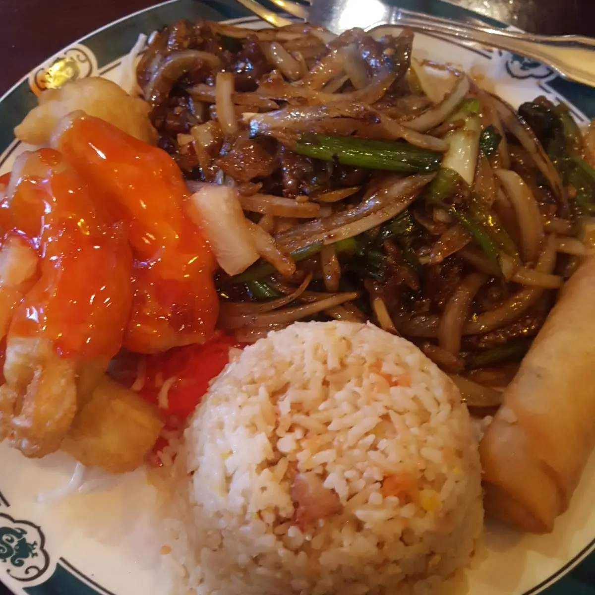 Combination Mongolian Beef with Sweet and Sour Chicken