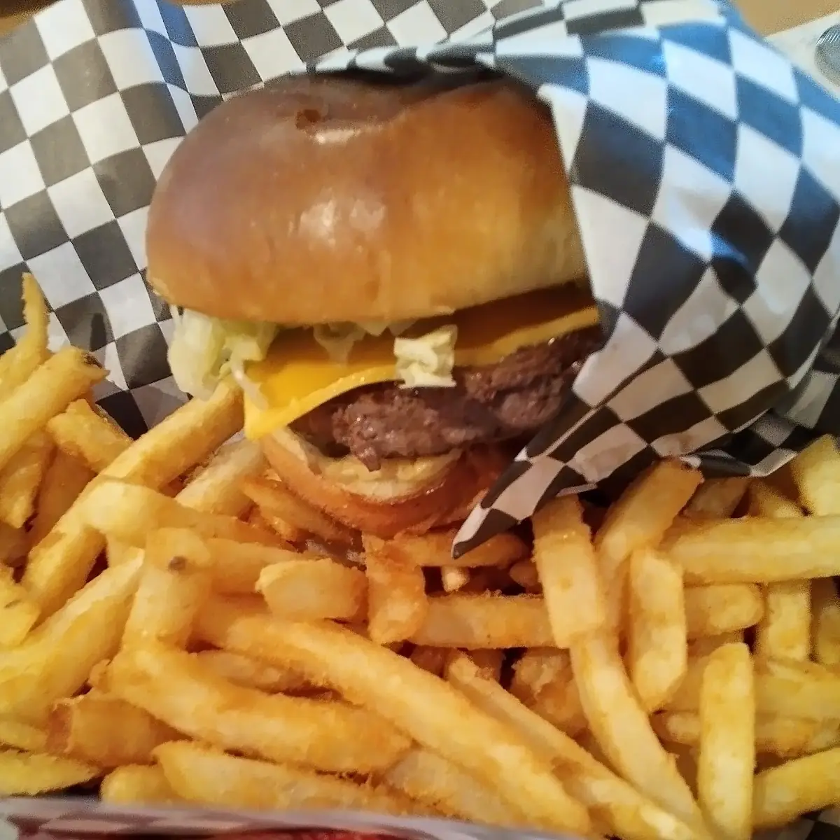 Burger and Fries with Cheese