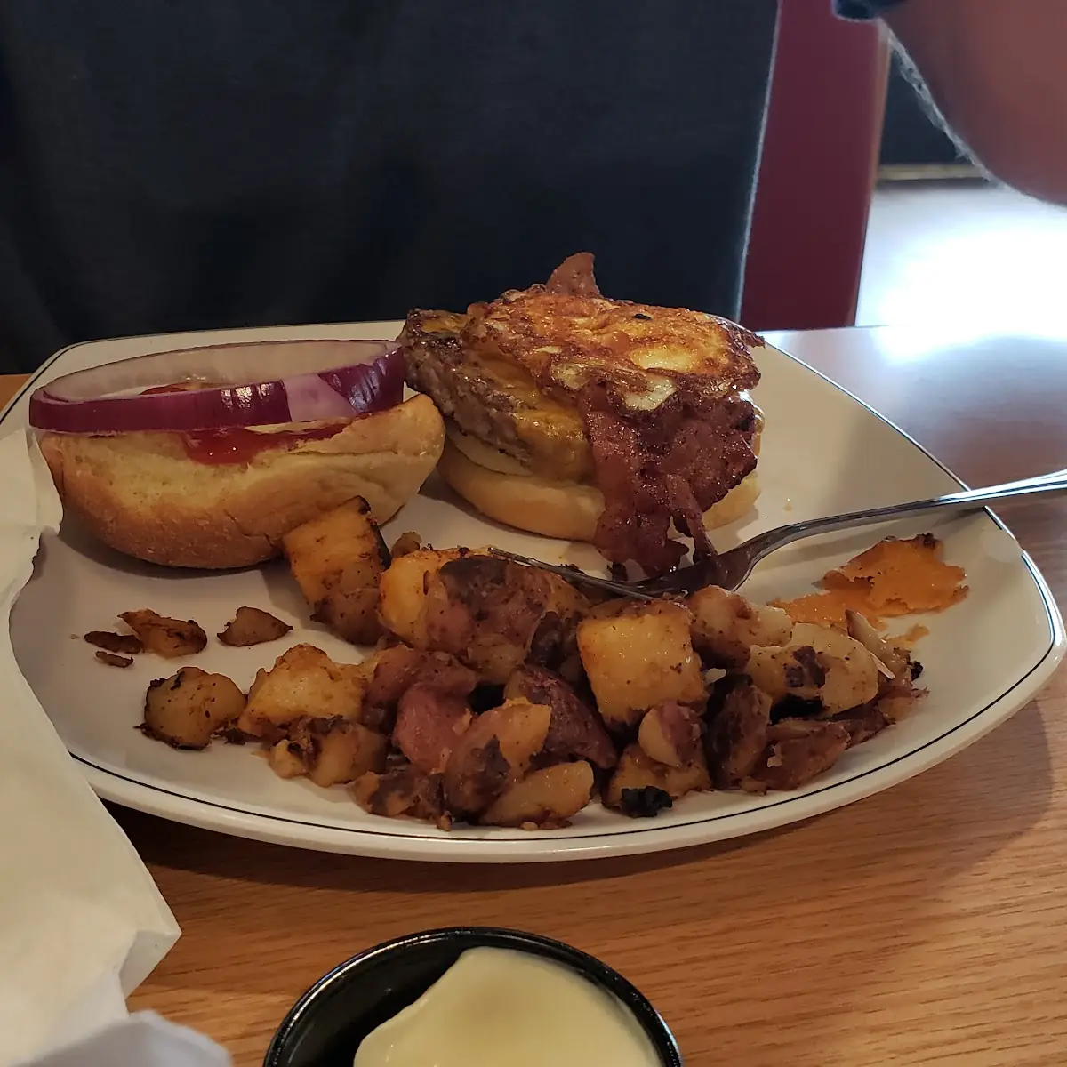 Bacon Cheddar Burger with Fried Egg