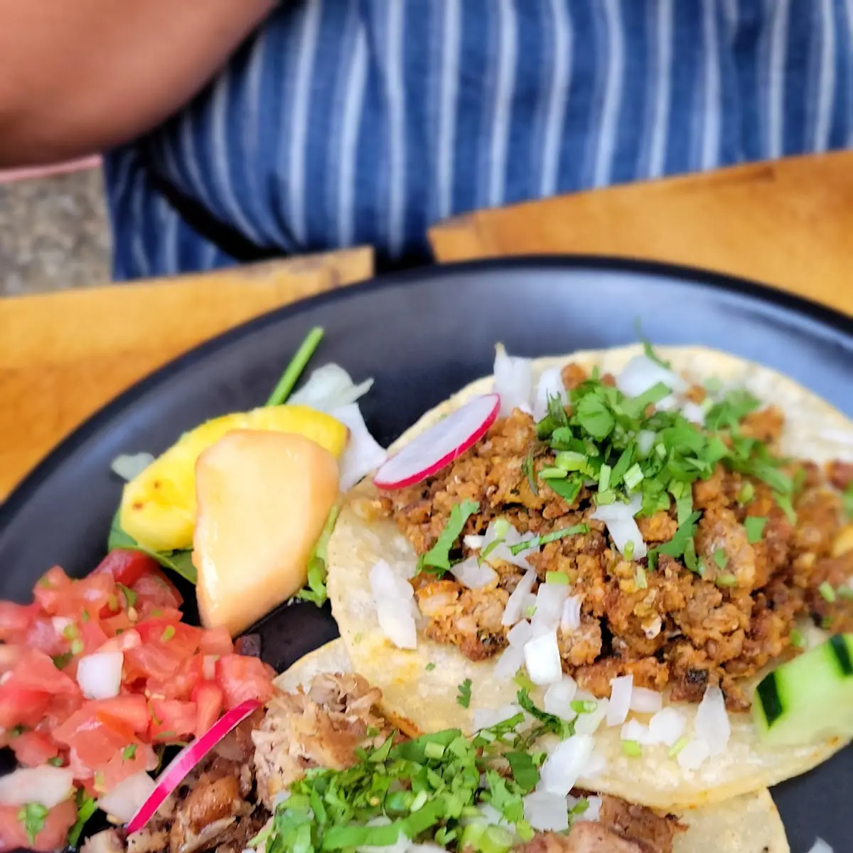 Carnitas Taco Bottom & Chorizo Taco Top