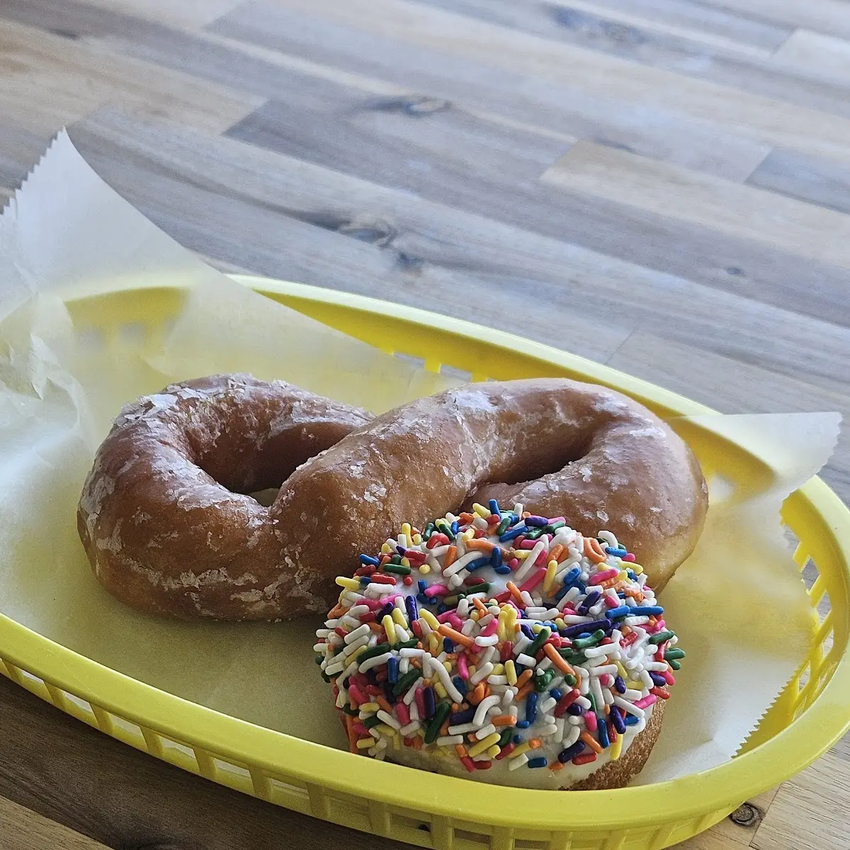 White Sprinkle Donut and Twist Glaze