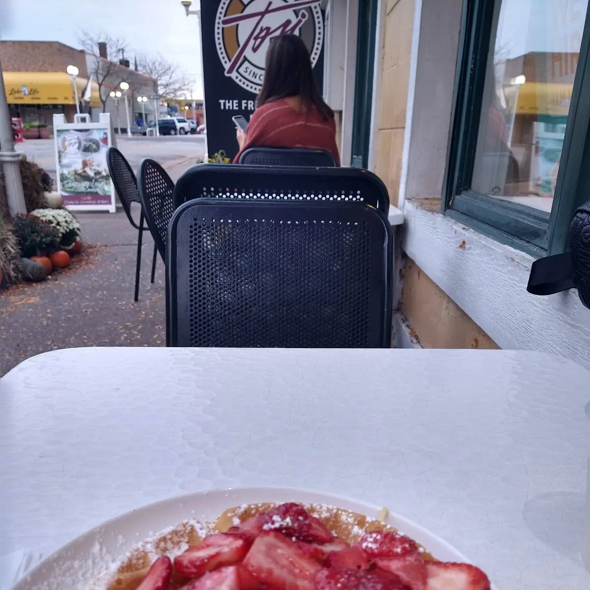 Belgian Waffle with Fresh Fruit Strawberries