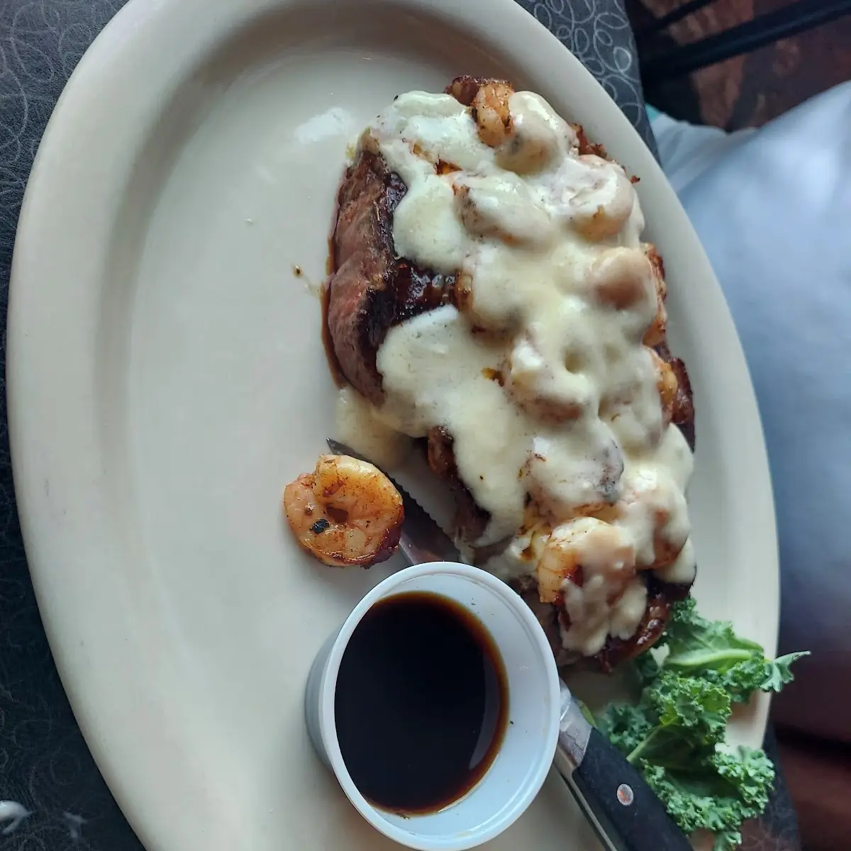 Blacken Ribeye and Grilled Shrimp