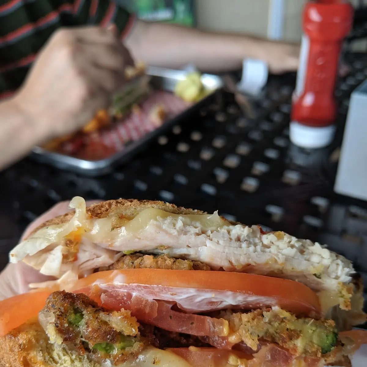 Fried Avocado Turkey Club Sandwich