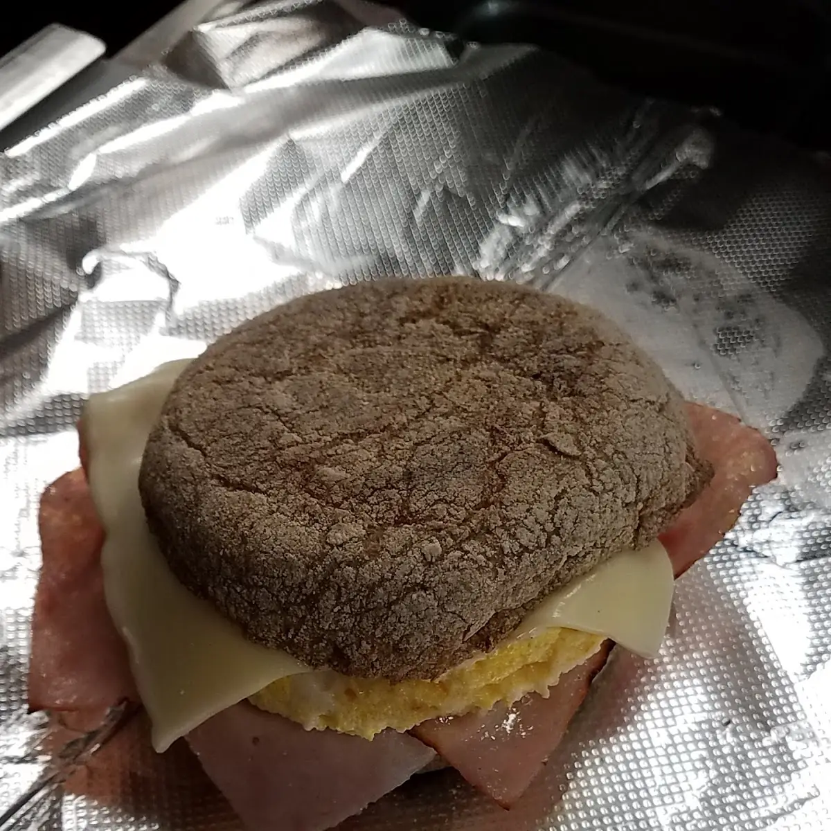 Ham Egg and Cheese on Wheat English Muffin