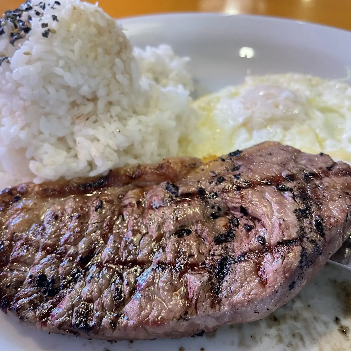 Steak Eggs and Rice