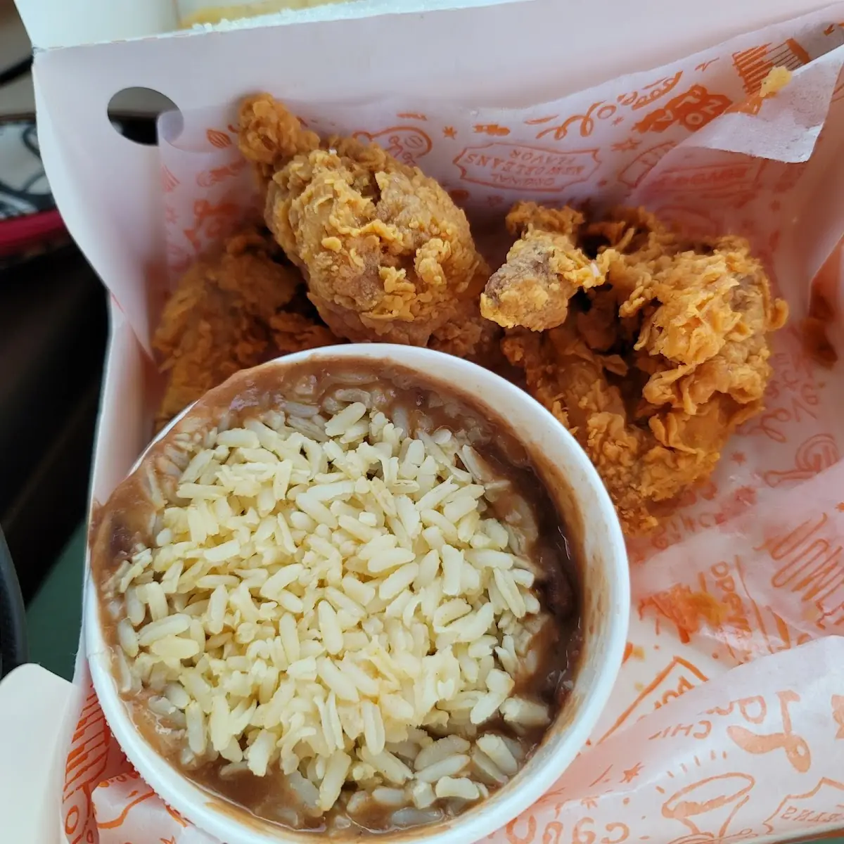 Fried Chicken Rice and Red Bean