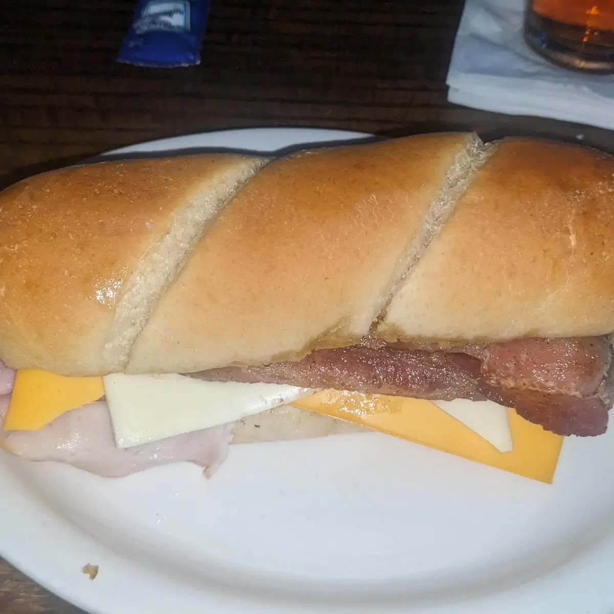 Turkey Ham Bacon and Cheese Sandwich