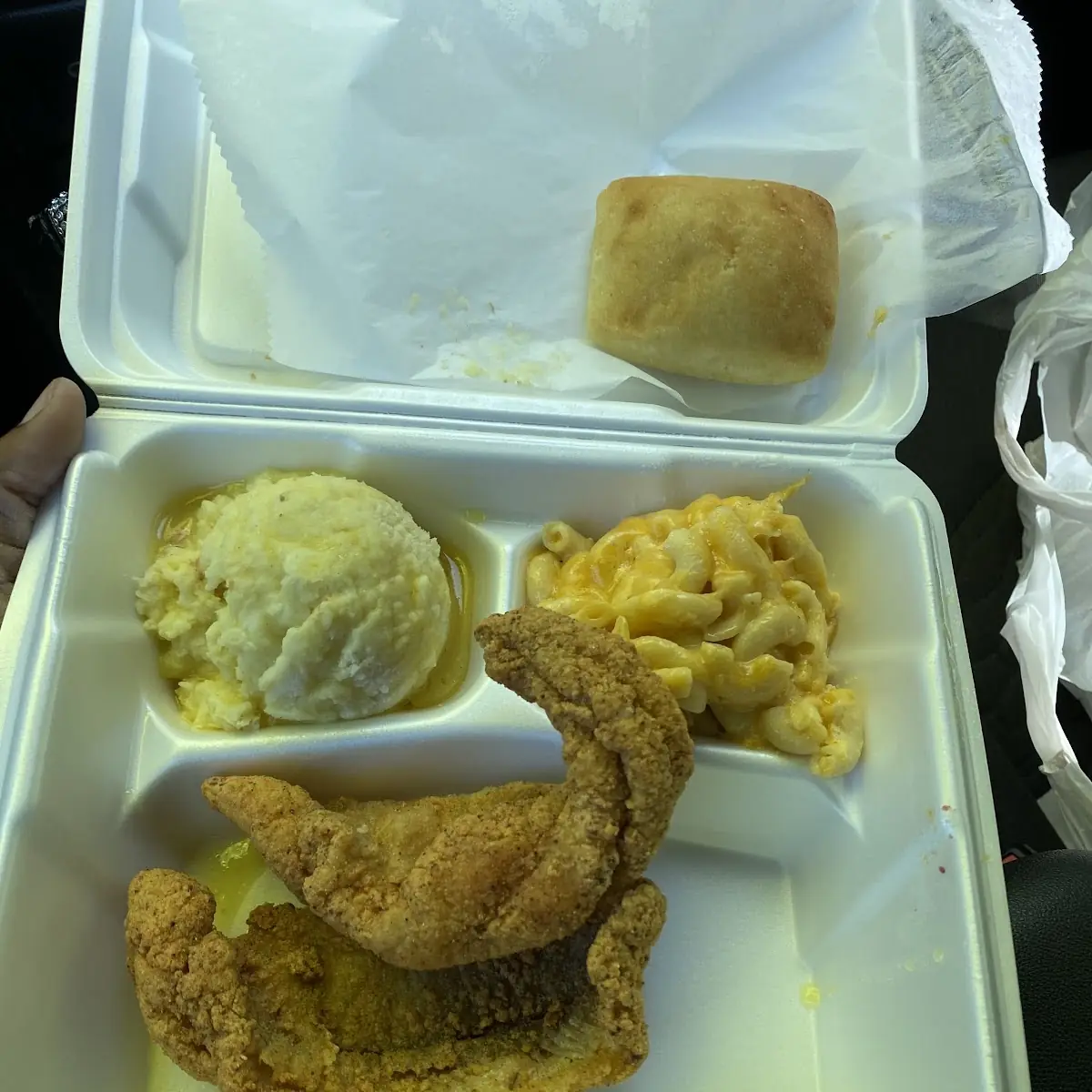 Fried Fish Mashed Potatoes & Macaroni